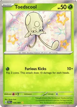 TOEDSCOOL 105/091 SHINY RARE PALDEAN FATES POKEMON NEAR MINT - Image 2