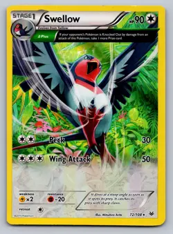 Swellow 72/108 Holo Rare Roaring Skies Pokemon Reverse Holo Lightly Played - Image 1