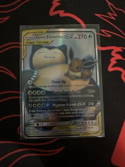 Eevee & Snorlax GX TAG TEAM Full Art Holo UR 171/181 EN DMG - Image 1