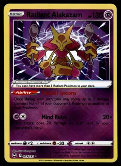 Radiant Alakazam 059/195 SWSH12: Silver Tempest Pokemon - Image 1