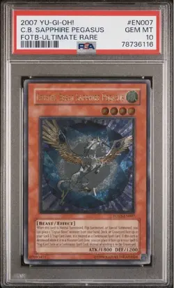 Yugioh! Crystal Beast Sapphire Pegasus -GM- FOTB-EN007 Ultimate Rare Unl PSA 10 - Image 1