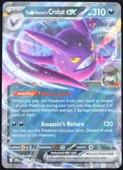 Pokemon TCG Team Rocket's Crobat ex 122/182 Destined Rivals Double Rare - LP - Image 1