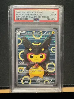 2016 POKEMON JAPANESE XY RAYQUAZA PROMO PONCHO-WEARING PIKACHU PSA 4 - Image 1