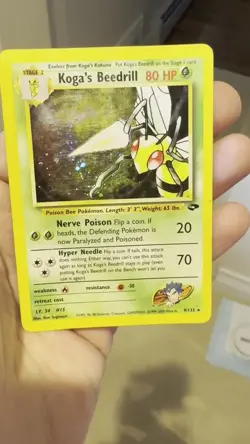 Koga’s Beedrill 9/132 Holo Rare Gym Challenge Pokemon Card Unlimited LP - Image 2