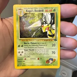 Koga’s Beedrill 9/132 Holo Rare Gym Challenge Pokemon Card Unlimited LP - Image 3
