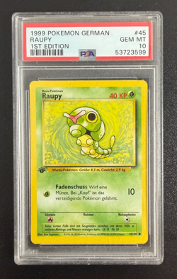 1999 Pokemon German Base Set Raupy (Caterpie) #45 – 1st Edition – PSA 10 - Image 1