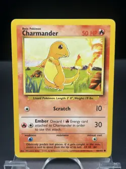 Charmander Non-Holo Common 46/102 Pokemon TCG Base Set LP - Image 1