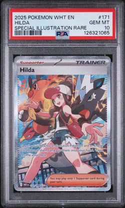 2025 POKEMON WHT EN-WHITE FLARE SPECIAL ILLUSTRATION RARE #171 HILDA PSA 10 - Image 1