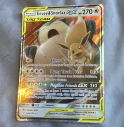 Pokemon Eevee & Snorlax GX TAG TEAM Ultra Rare Holo 120/181 SM Team Up HP270 - Image 1