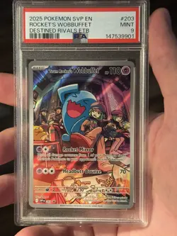 2025 POKEMON SVP EN-SV BLACK STAR PROMO #203 TEAM ROCKET'S WOBBUFFET PSA 9 - Image 3
