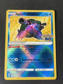 Radiant Blastoise 018/078 - Pokemon GO - Radiant Rare - NM (047) - Image 1