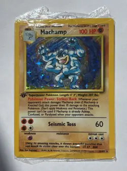 Pokemon Machamp 1st Edition Holo Sealed Base Set 1999 English Card - Image 1