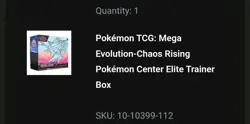 Pokemon Center Mega Evolution Chaos Rising Elite Trainer Box PC ETB PRE SALE - Image 1