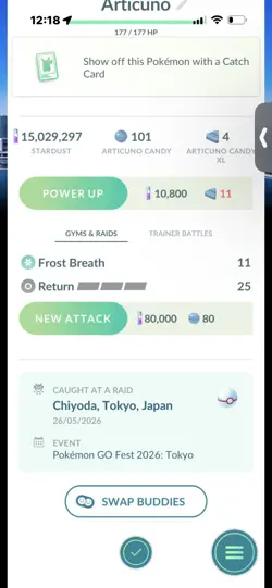 Pokemon Go Shiny Legendary Articuno ( Purifed ) ( Tokyo Background) ( High CP ) - Image 2