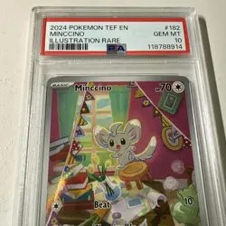 PSA 10 - 2024 POKEMON TEF EN MINCCINO ILLUSTRATION RARE #182 Great Deal! - Image 3