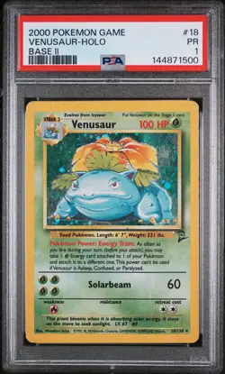 2000 POKEMON BASE SET 2 #18 VENUSAUR-HOLO PSA 1 - Image 1
