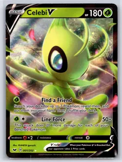CELEBI V 001/202 SWORD & SHIELD V RARE POKEMON NEAR MINT - Image 1