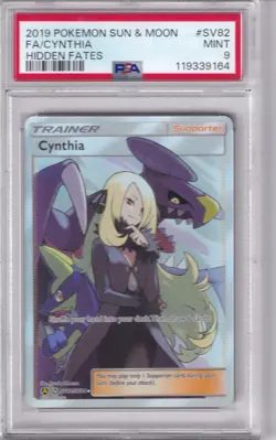 Pokemon TCG Cynthia SV82/SV94 Hidden Fates Shiny Vault Holo Full Art PSA 9 - Image 1