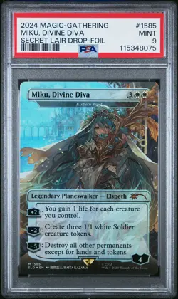 2024 MTG SECRET LAIR DROP #1585 MIKU, DIVINE DIVA PSA 9 - Image 1