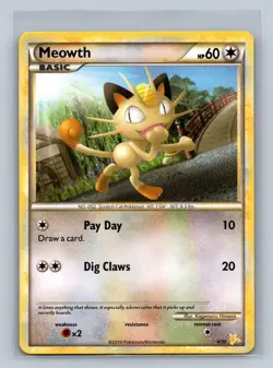 Meowth (#4) 4/30 Common HGSS Trainer Kit: Gyarados & Raichu LP Free Shipping - Image 1
