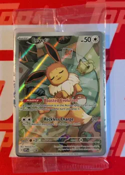 SEALED Pokemon Prismatic Evolutions Eevee SVP 173 Black Star Promo & Sleeves - Image 1