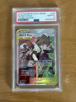 Pokemon TCG PSA 10 2019 Cosmic Eclipse Red & Blue 234/236 Full Art Holo - Image 2