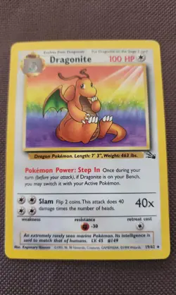 Dragonite 19/62 – Rare Non-Holo – 1999 Pokemon Fossil Set WOTC – Lightly Played - Image 1