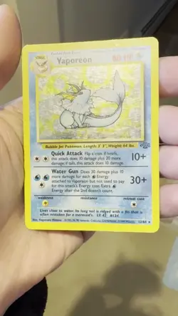 Vaporeon Holo Jungle 12/64 Rare Unlimited 80 HP 1999 Pokemon TCG - Image 2