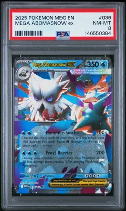 2025 POKEMON MEG EN-MEGA EVOLUTION #036 MEGA ABOMASNOW EX PSA 8 (FREE S&H) - Image 1