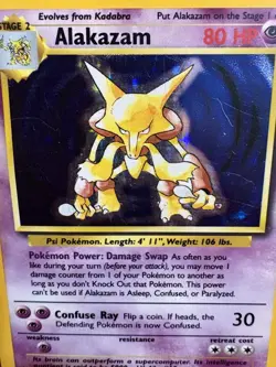 1999 Pokemon Base Set Alakazam Holo 1/102 MP WOTC Vintage Rare - Image 2