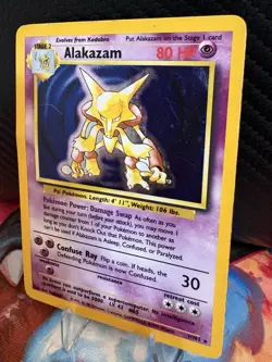 1999 Pokemon Base Set Alakazam Holo 1/102 MP WOTC Vintage Rare - Image 3