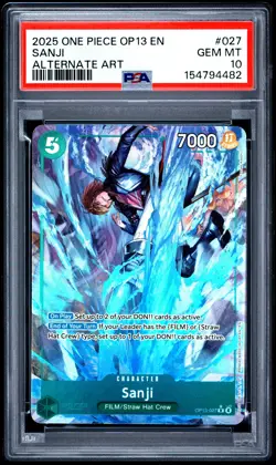 2025 ONE PIECE OP13-CARRYING ON HIS WILL ALTERNATE ART #027 SANJI PSA 10 - Image 1