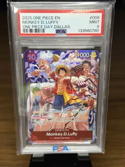 2025 ONE PIECE EN MONKEY D. LUFFY ONE PIECE DAY DALLAS PROMO ST10-006 PSA 9 - Image 1