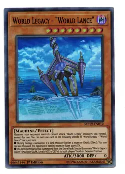 YuGiOh Card: World Legacy - "World Lance" MP19-EN012 Super Rare 1st Edition! NM - Image 1