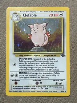 Pokemon TCG Clefable Jungle 1/64 Holo Unlimited Holo Rare NM- Wotc Vtg Card ! - Image 2