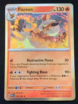 Flareon 136/165 Rare Holo | 151 | Pokemon Card NM - Image 1