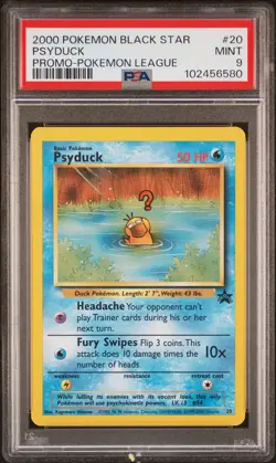 2000 POKEMON PROMO BLACK STAR POKEMON LEAGUE #20 PSYDUCK PSA 9 - Image 1