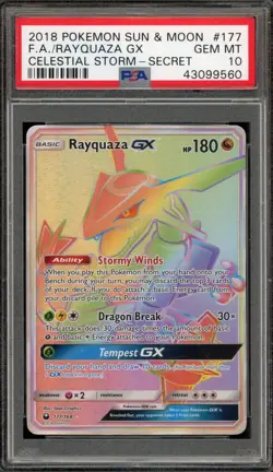 Pokemon Rayquaza GX Celestial Storm Secret Rare #177 PSA 10 Gem Mint - Image 1