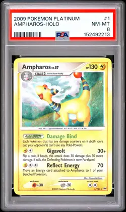 2009 POKEMON PLATINUM #1 AMPHAROS-HOLO PSA 8 - Image 1