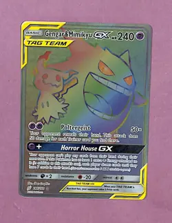 Pokemon TCG Gengar, Mimikyu GX Holo 186/181 Sun & Moon Team Up Secret Rare NM/MT - Image 1