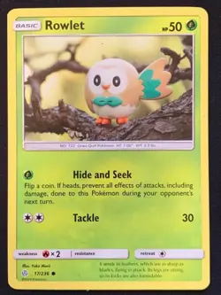 Rowlet Common SM - Cosmic Eclipse 17/236 LP Pokemon TCG - Image 1