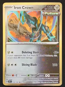 Iron Crown Holo Rare SV08: Surging Sparks 132/191 NM Pokemon TCG - Image 1