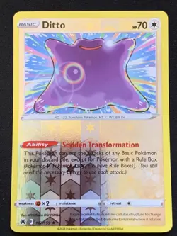 Ditto 107/159 Rare Reverse Holo Crown Zenith NM Pokemon TCG - Image 1