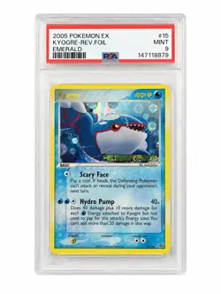 Pokemon Kyogre EX Emerald Reverse Holo Rare 15/106 PSA 9 English 2005 - Image 1