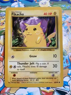 Pikachu 58/102 Common Base Set Unlimited Pokemon - Image 1