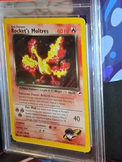 Rocket's Moltres 12/132 Holo Rare Gym Heroes Pokemon - PSA 8 - Image 3