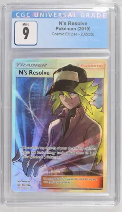 2019 Pokemon TCG Cosmic Eclipse 232 N's Resolve CGC 9 MINT - Image 1