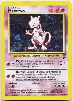 Mewtwo 10/130 Holo Rare Base Set 2 Pokemon Moderately Played - Image 1