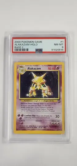 PSA 8 Pokemon Card: Alakazam 1/130 2nd Base Set Holo - Image 1