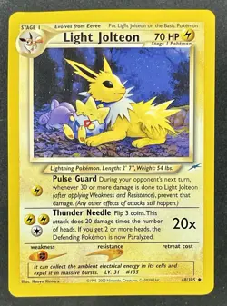 Pokemon TCG: Neo Destiny - Light Jolteon 48/105 Vintage WOTC MP *See Pics* - Image 1